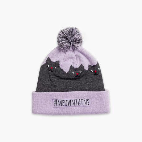 Turtle Fur Kids #Meowntains Pom Beanie  -  One Size Fits Most / Lavender