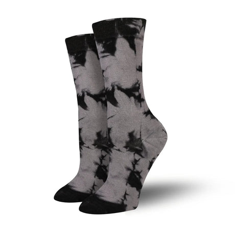 Bambukas Black and Grey Tie Dye Crew Socks  -  One Size Fits Most / Black/Grey