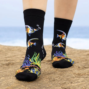 Bambukas Womens Tropical Angelfish Crew Socks  -  One Size Fits Most / Angelfish