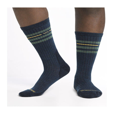 Wide Open Mens Vintage Stripe Cushioned Crew Socks  - 