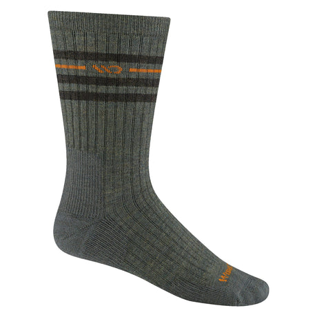 Wide Open Mens Vintage Stripe Cushioned Crew Socks  -  Medium / Forest