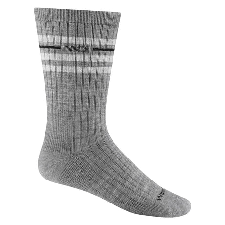 Wide Open Mens Vintage Stripe Cushioned Crew Socks  -  Medium / Light Gray