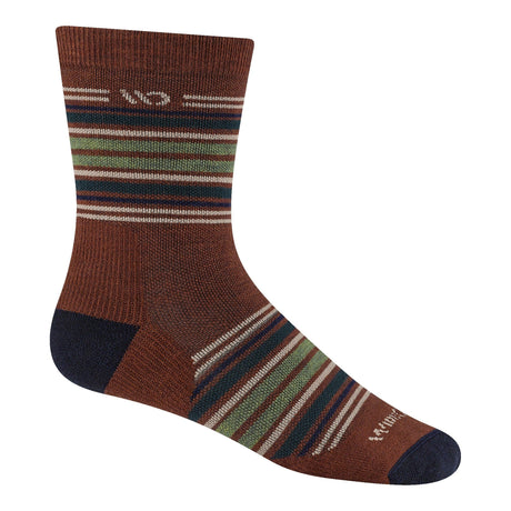 Wide Open Mens Multi Stripe Cushioned Micro Crew Socks  -  Medium / Chestnut