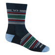 Wide Open Mens Multi-Stripe Cushioned Micro Crew Socks  -  Medium / Eclipse