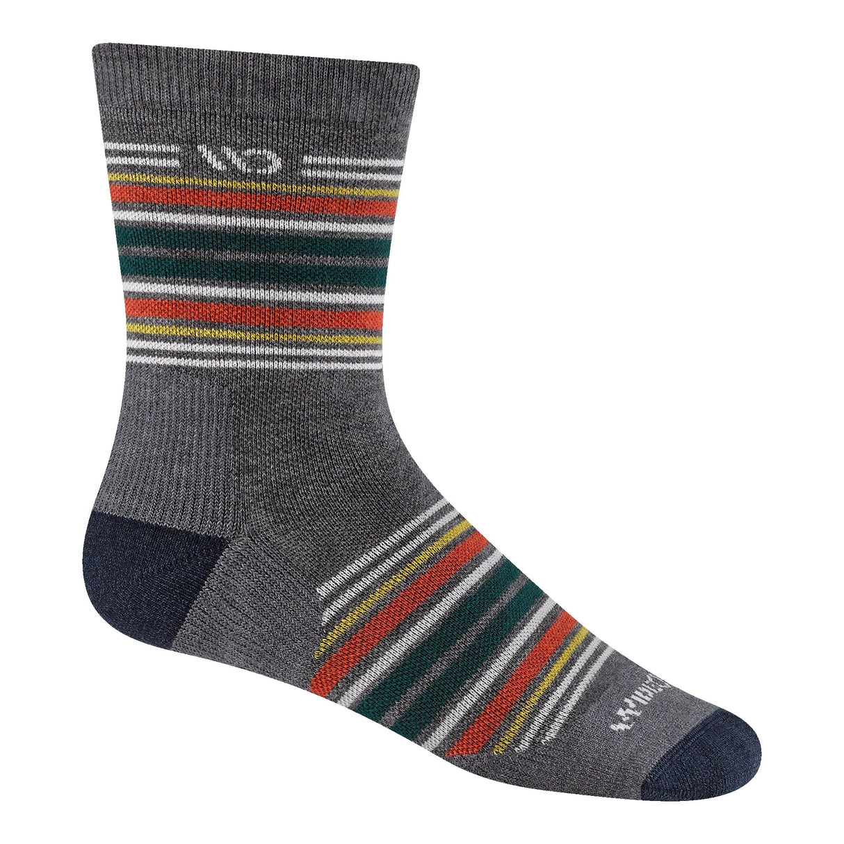 Wide Open Mens Multi-Stripe Cushioned Micro Crew Socks  -  Medium / Gray