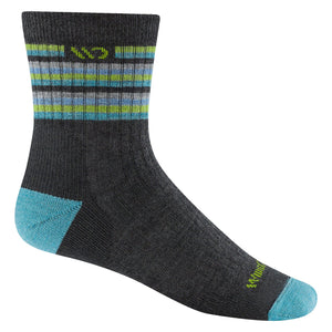 Wide Open Womens Multi Stripe Cushioned Micro Crew Socks  -  Small / Charcoal