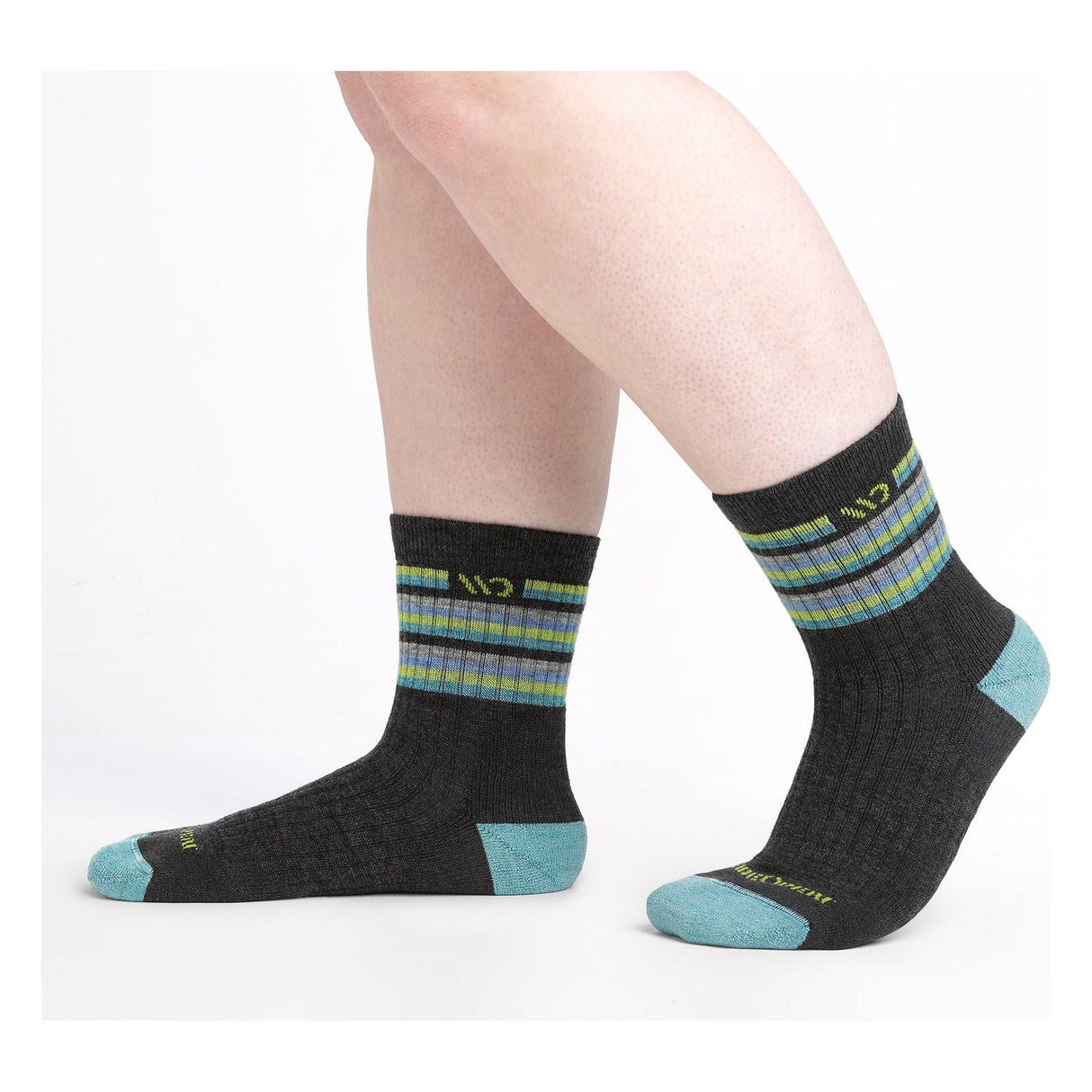 Wide Open Womens Multi Stripe Cushioned Micro Crew Socks  - 