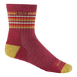 Wide Open Womens Multi Stripe Cushioned Micro Crew Socks  -  Small / Cranberry