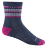 Wide Open Womens Multi Stripe Cushioned Micro Crew Socks  -  Small / Denim