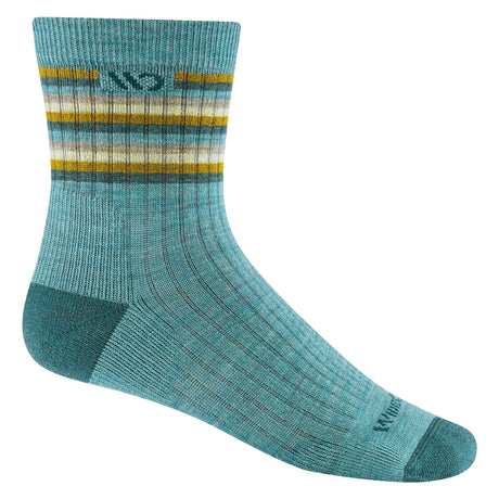 Wide Open Womens Multi Stripe Cushioned Micro Crew Socks  -  Small / Light Teal