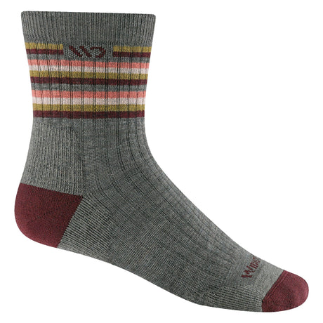 Wide Open Womens Multi Stripe Cushioned Micro Crew Socks  -  Small / Taupe