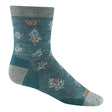 Wide Open Womens Foliage Lightweight Micro Crew Socks  -  Small / Teal