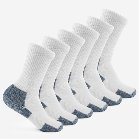 Thorlo Maximum Cushion Crew Running 6-Pack Socks  -  Large / White/Navy / 6-Pair Pack