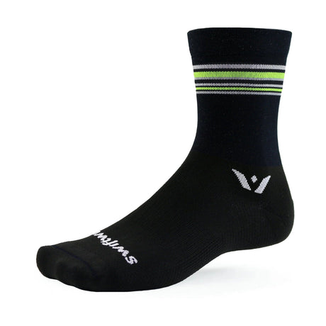 Swiftwick Aspire Five Crew Socks  -  Medium / Hi-Viz Yellow Black