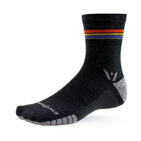 Swiftwick Flite XT Trail Five Crew Socks  -  Medium / Coal Sunset Stripe