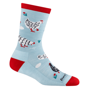 Darn Tough Womens Mother Clucker Crew Lightweight with Cushion Lifestyle Socks  -  Small / Skylight