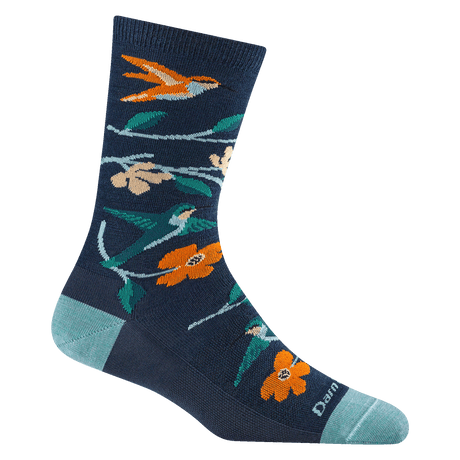 Darn Tough Womens Birds of a Feather Crew Lightweight Socks  -  Small / Midnight