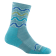 Darn Tough Womens Wandering Stripe Micro Crew Lightweight Hiking Socks  -  Small / Aqua