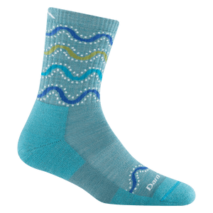 Darn Tough Womens Wandering Stripe Micro Crew Lightweight Hiking Socks  -  Small / Aqua