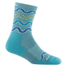 Darn Tough Womens Wandering Stripe Micro Crew Lightweight with Cushion Hiking Socks  -  Small / Aqua