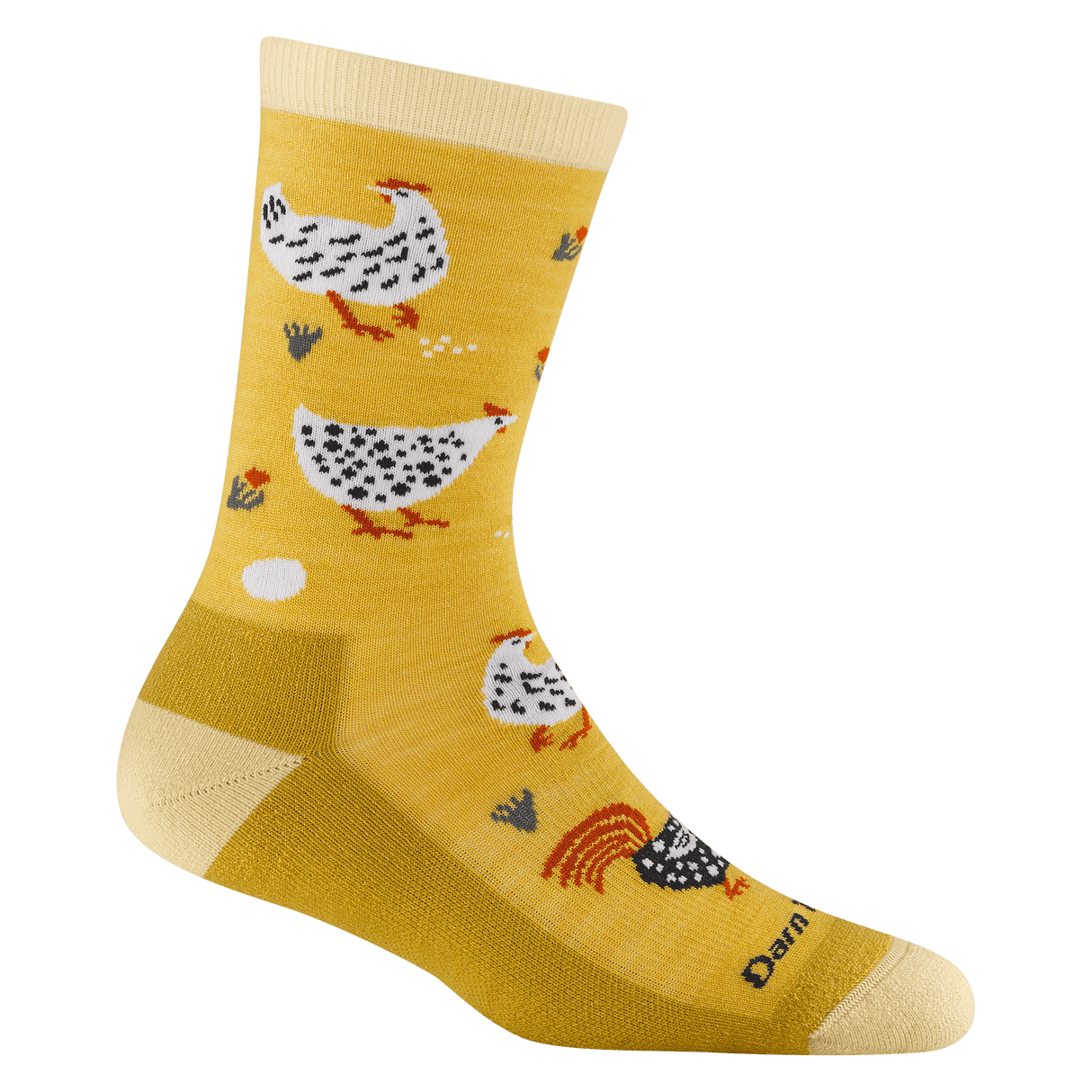 Darn Tough Womens Mother Clucker Crew Lightweight with Cushion Lifestyle Socks  -  Small / Sunny