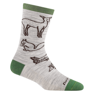 Darn Tough Womens Woodland Creatures Crew Lightweight Lifestyle Socks  -  Small / Ash