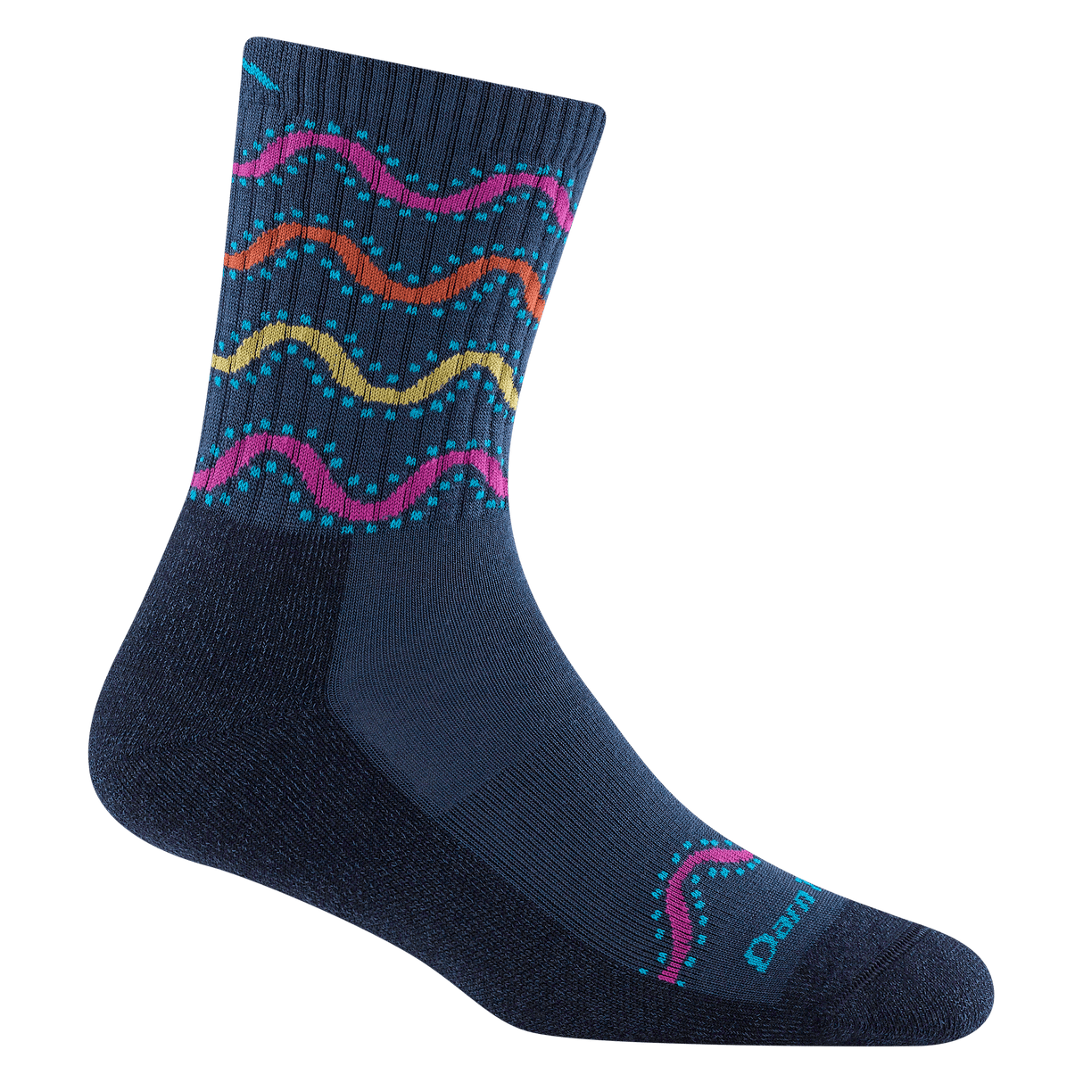 Darn Tough Womens Wandering Stripe Micro Crew Lightweight with Cushion Hiking Socks  -  Small / Eclipse