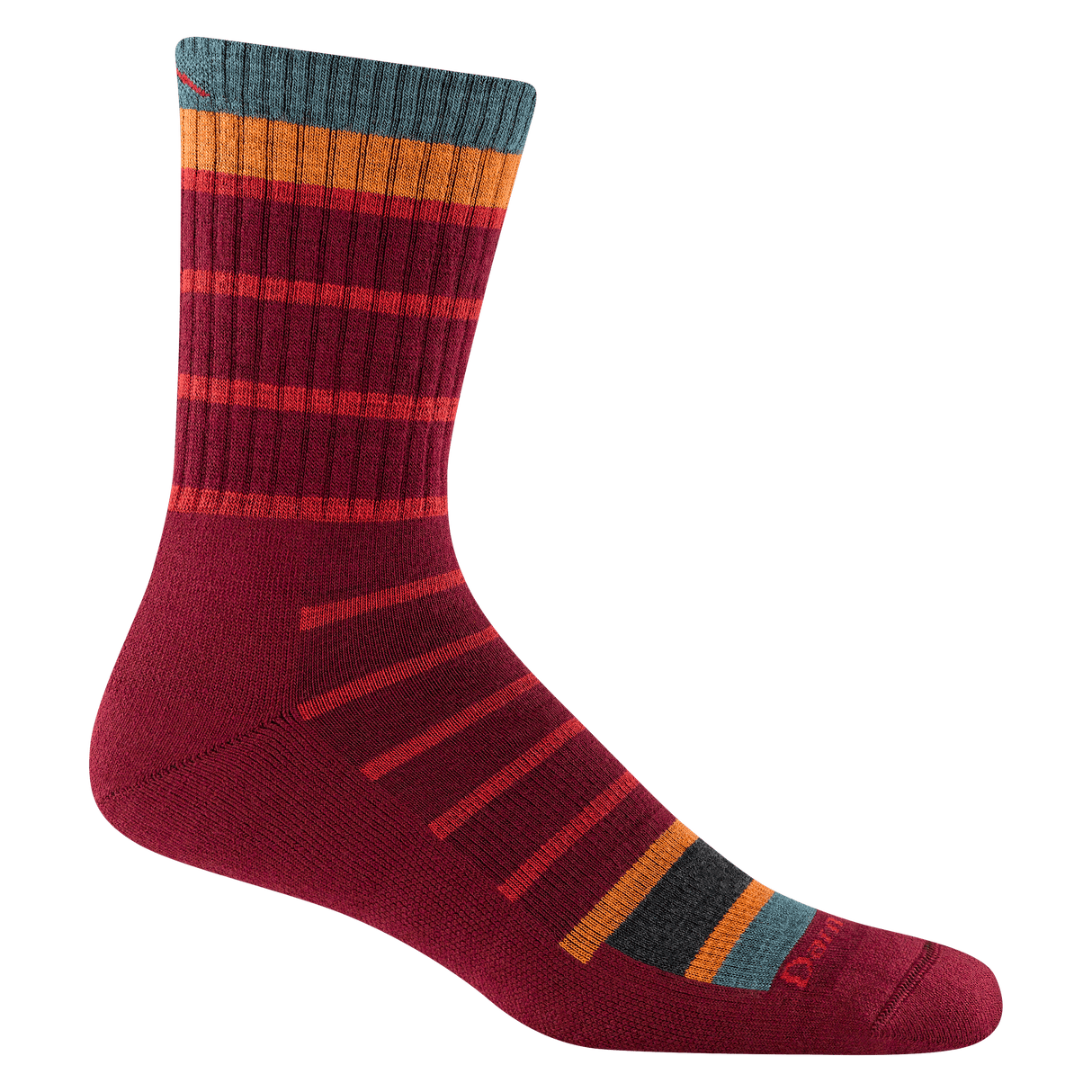 Darn Tough Mens Via Ferrata Micro Crew Midweight with Cushion Hiking Socks  -  Medium / Burgundy