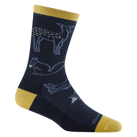 Darn Tough Womens Woodland Creatures Crew Lightweight Lifestyle Socks  -  Small / Eclipse