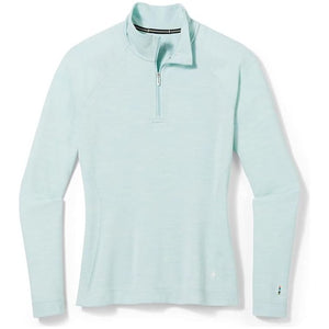 Smartwool Womens Classic Thermal Merino Base Layer 1/4 Zip - Clearance  -  Medium / Bleached Aqua Heather