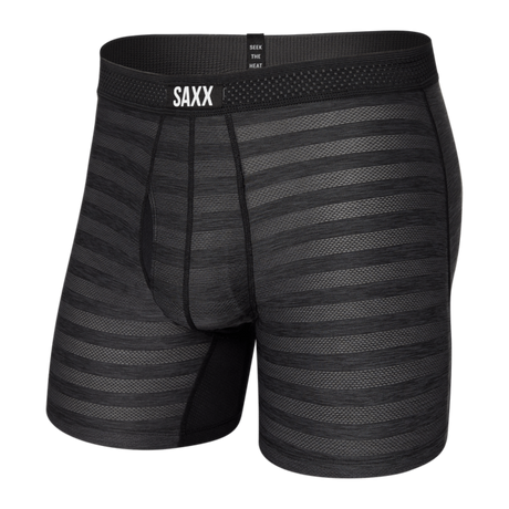 SAXX DropTemp Cooling Mesh Boxer Brief - Black Heather Front