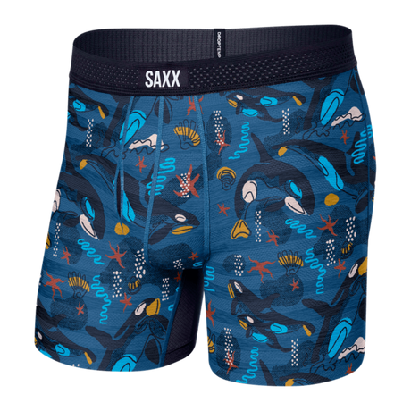 SAXX Mens DropTemp Cooling Mesh Boxer Brief  -  X-Small / Whale Watch/Storm Blue