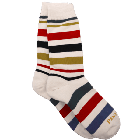 Pendleton National Park Striped Crew Socks  -  Medium / Ivory