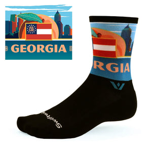 Swiftwick Vision Six Impression States Crew Socks  -  Medium / Georgia