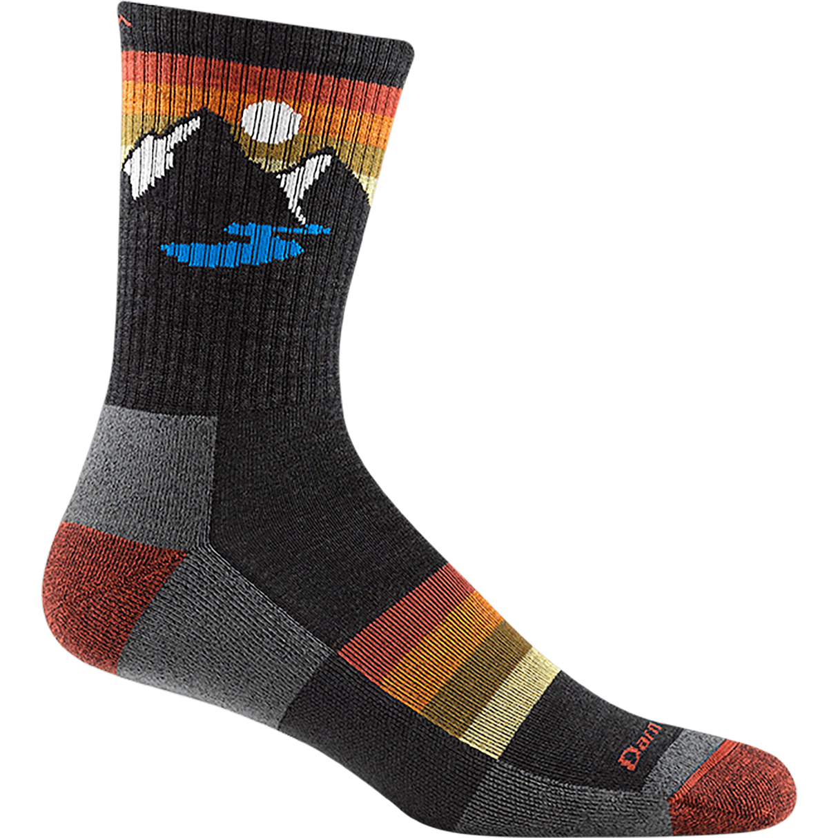 Darn Tough Mens Sunset Ridge Micro Crew Lightweight Hiking Socks  -  Medium / Charcoal