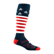 Darn Tough Mens Captain Stripe Over-the-Calf Midweight Ski & Snowboard Socks  -  Small / Stars and Stripes