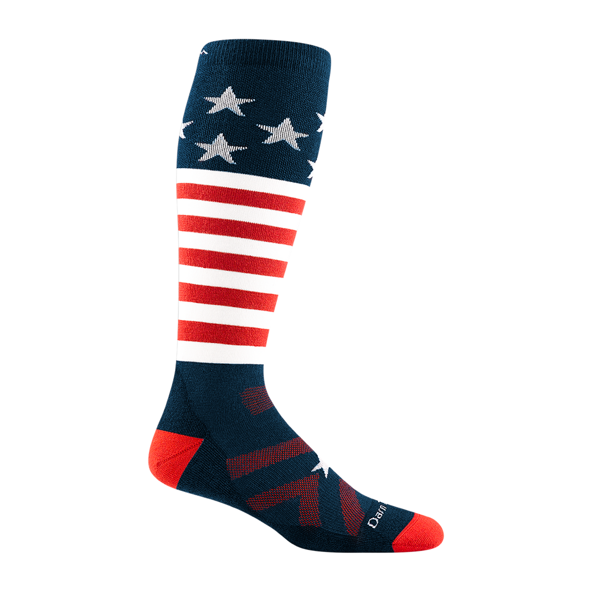 Darn Tough Mens Captain Stripe Over-the-Calf Midweight Ski & Snowboard Socks  -  Small / Stars and Stripes