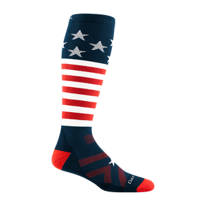 Darn Tough Mens Captain Stripe Over-the-Calf Midweight Ski & Snowboard Socks  -  Small / Stars and Stripes