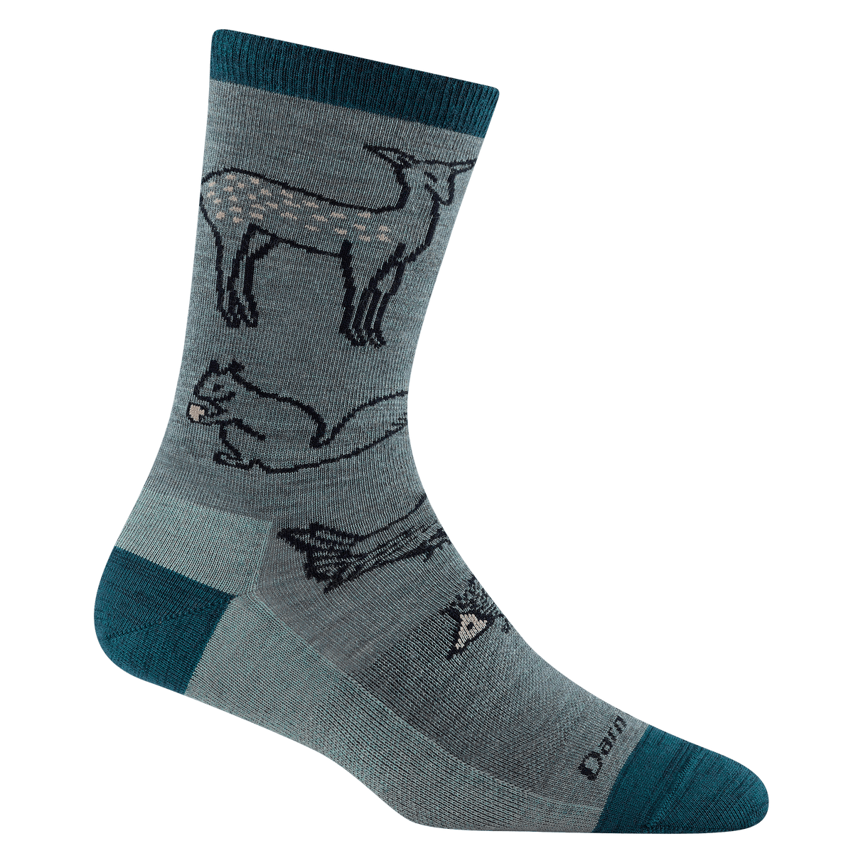 Darn Tough Womens Woodland Creatures Crew Lightweight Lifestyle Socks  -  Small / Seafoam