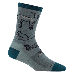 Darn Tough Womens Woodland Creatures Crew Lightweight Lifestyle Socks  -  Small / Seafoam