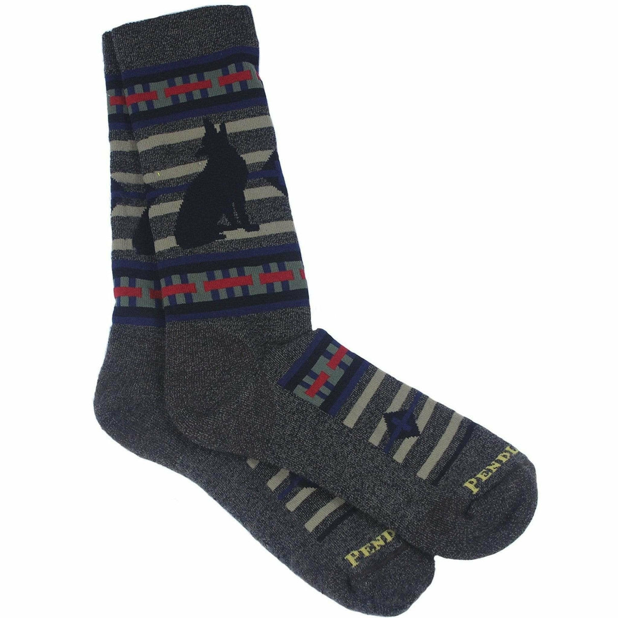 Pendleton Lobo Wolf Camp Crew Socks  -  Medium / Brown