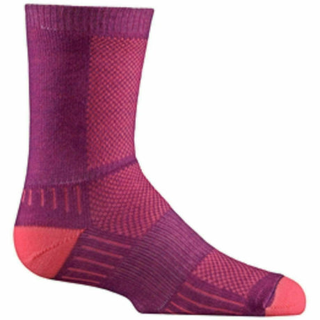 Wrightsock Kids Double-Layer Coolmesh II Lightweight Crew Socks  -  X-Small / Plum/Pink