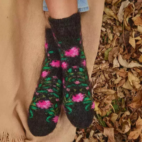 Siberia Spirit Pink Peonies Crew Socks  - 