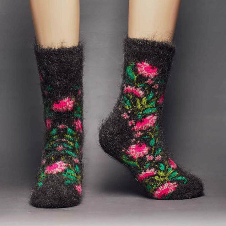 Siberia Spirit Pink Peonies Crew Socks  -  Small / Pink Peonies