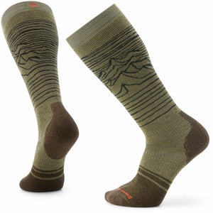 Smartwool Snowboard Full Cushion Iguchi Pattern Over-The-Calf Socks  -  Medium / Winter Moss