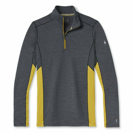 Smartwool Mens Merino Sport Long-Sleeve 1/4 Zip  -  Small / Charcoal Heather/Golden Olive