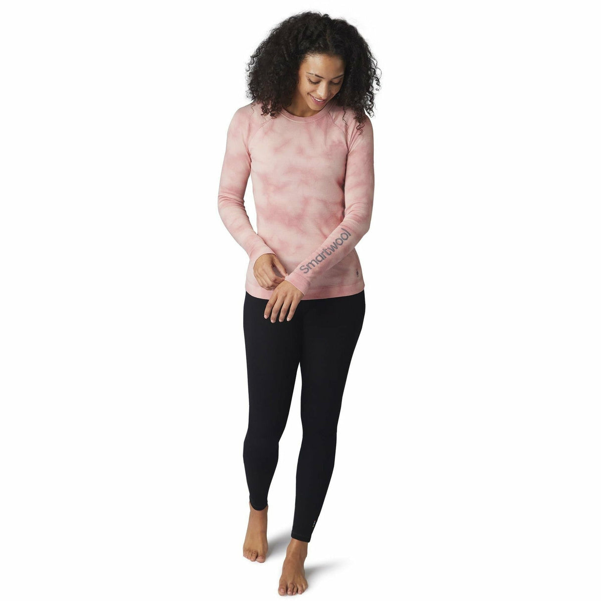 Smartwool Womens Merino 250 Base Layer Plant-Based Dye Logo Crew  -  X-Small / Rose Marble Wash