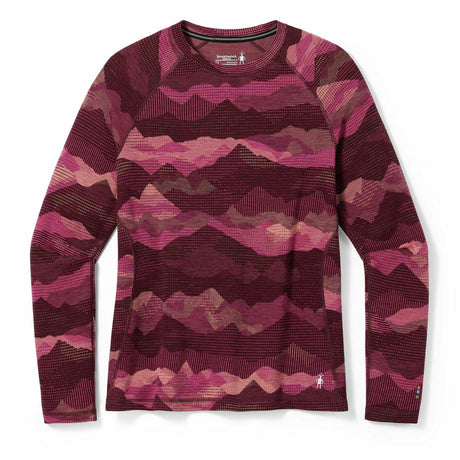 Smartwool Womens Classic Thermal Merino Base Layer Pattern Crew Plus  -  1X / Festive Fuchsia Mountain Scape