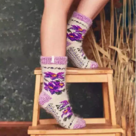 Siberia Spirit Winter Violets Crew Socks  - 