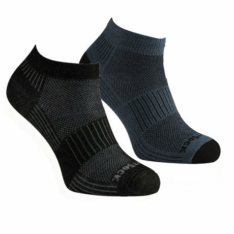 Wrightsock Double-Layer Coolmesh II Lightweight Lo 2-Pack Socks  -  Small / Black/Gray